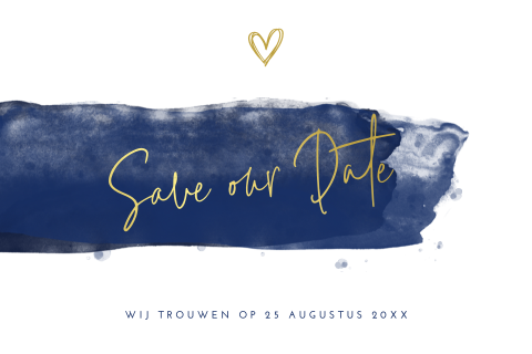 Waterverf save the date kaart met goudfolie
