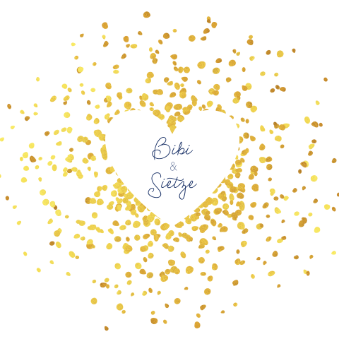 Mooie trouwkaart met gouden stipjes