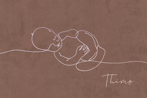 Geboortekaartje met lijntekening baby in folie