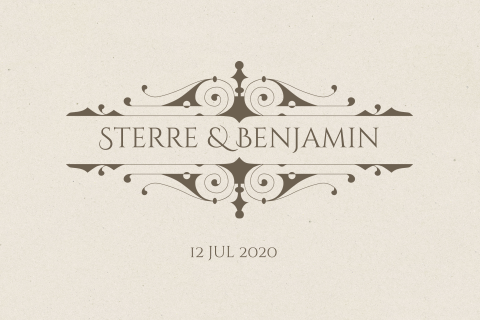 mooie stijlvolle trouwkaart met jugendstil details karton