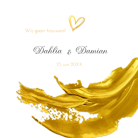 Prachtige trouwkaart met gouden verf veeg om zelf te maken