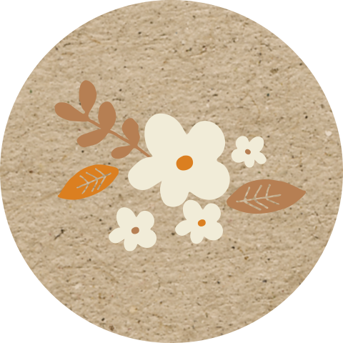 sluitstickers kraft ondergrond en bloemen boeketje