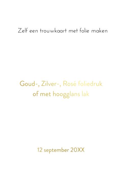 Kaart blanco folie enkel staand