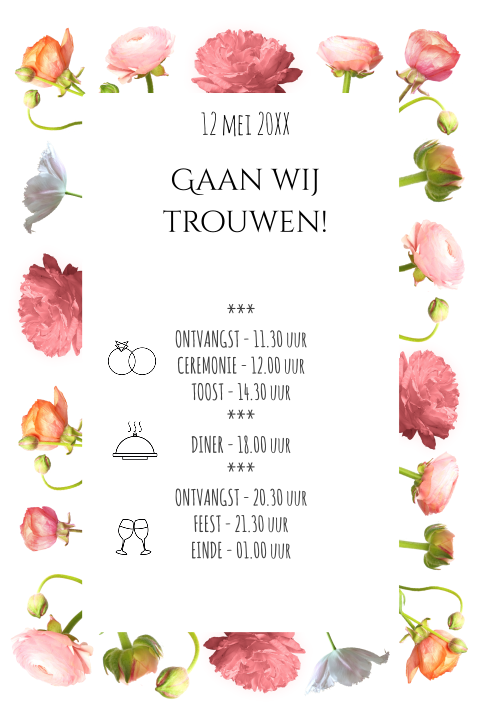 stijlvolle moderne bloemen trouwkaart met ranonkels