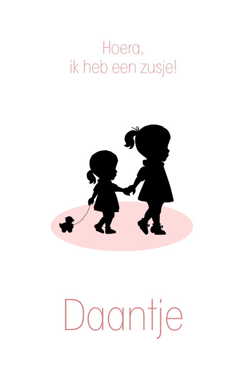 mooie silhouet geboortekaartje met zusjes