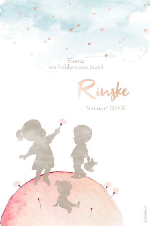 Poster met foliedruk met silhouetten en waterverf