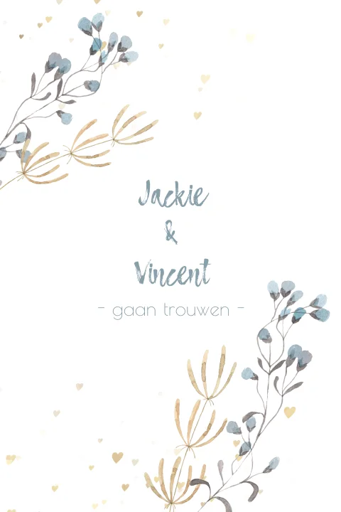 Waterverf trouwkaart met mooie aquarel takjes