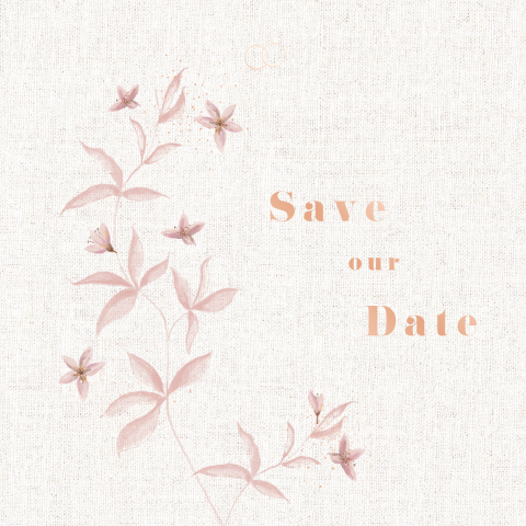 Prachtige save-the-date kaart folie en waterverf takje