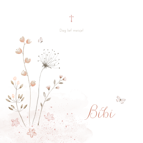Mooie rouwkaart met geschilderde veldbloemen voor baby of kindje