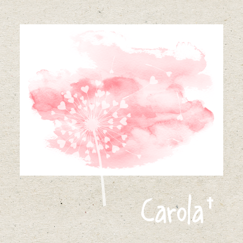 Mooi rouwkaartje voor baby en kind met paardebloem en aquarel