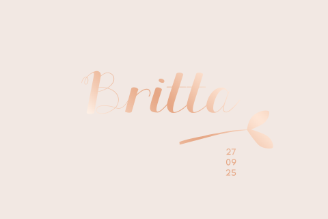 Roséfolie geboortekaartje minimalistisch