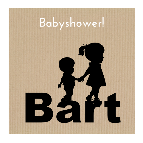 Vintage babyborrel kaart met silhouet zus en broertje en trein