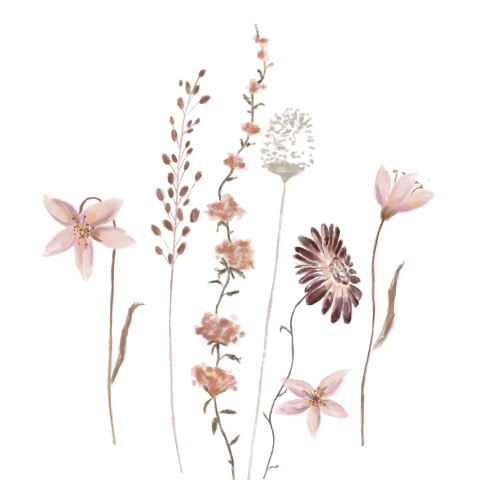 Sluitzegel trouwkaart illustraties veldbloemen