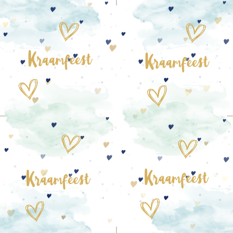 Lief doopsuikerkaartje met aquarel en hartjes