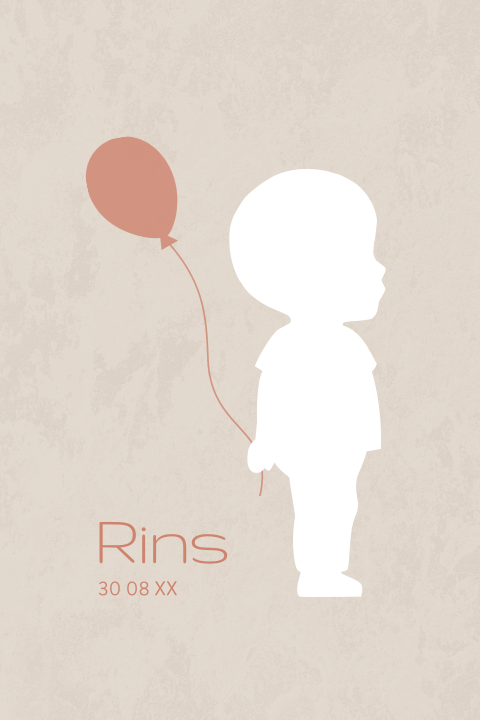 Origineel stans geboortekaartje jongen ballon doorkijkje