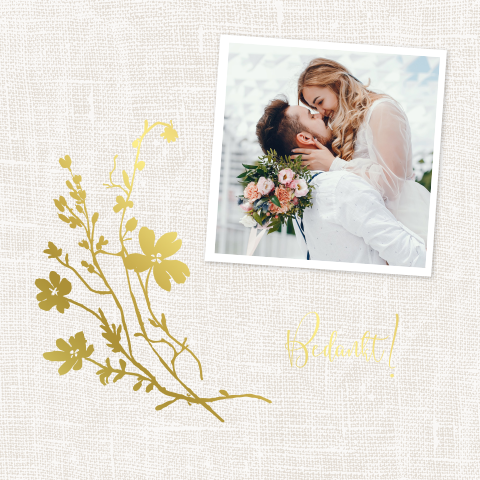 Folie bedankkaart met silhouet boeket bloemen