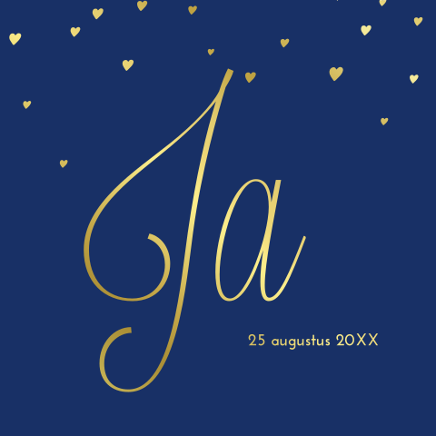 Ja! Goudfolie trouwkaart met hartjes confetti (EF)