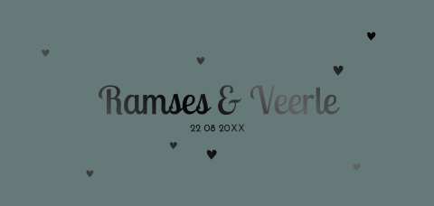 Foliedruk tweelingkaartje met typografie en hartjes