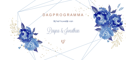 Dagprogramma trouwkaart met waterverf bloemen