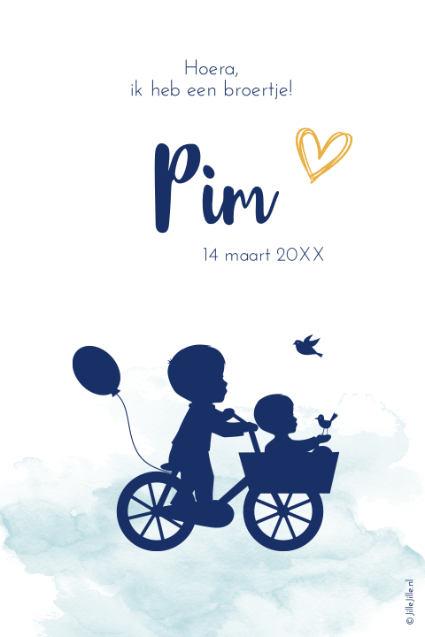 Poster met silhouet van twee broertjes op de fiets