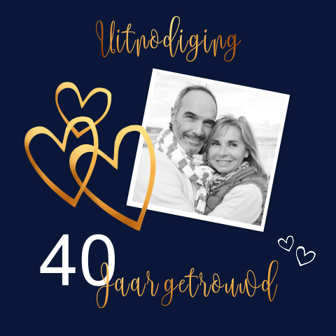 Mooie fotokaart met gouden teksten en hartjes