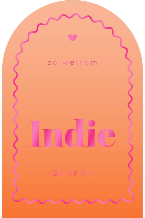 Vrolijke stans geboortekaart met felle kleuren hoogglans inkt
