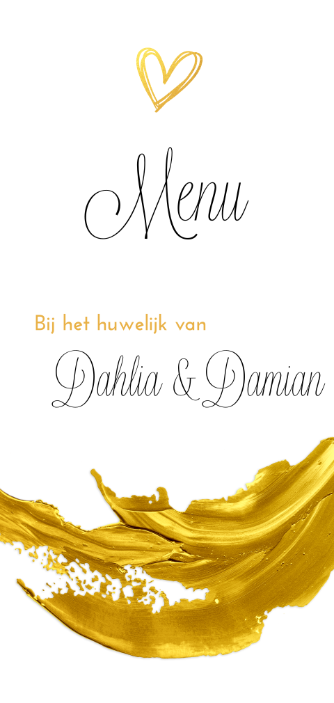 Staande moderne menukaart enkel met gouden verf