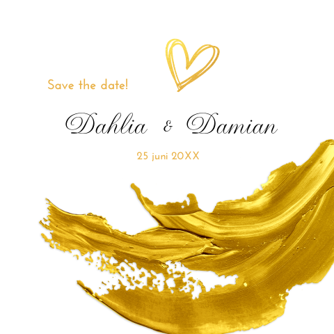 Prachtige save-the-date kaart met gouden verf veeg om zelf te maken