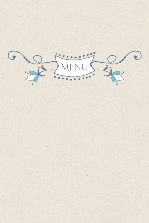 Staande menukaart enkel met doodle en bloemen
