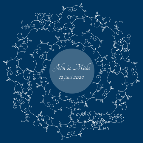 Mooie trouwkaart met getekend etiket met blaadjes zelf maken