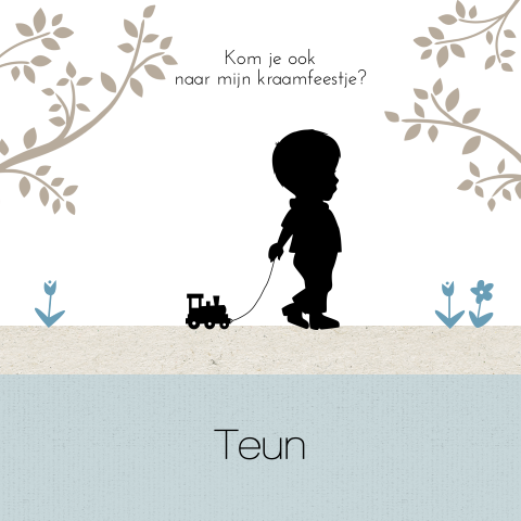 Hippe babyborrel kaart met silhouet van zoontje op kraft