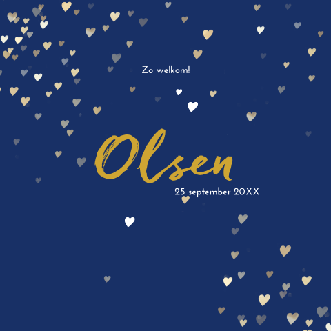 Confetti geboortekaartje boordevol hartjes