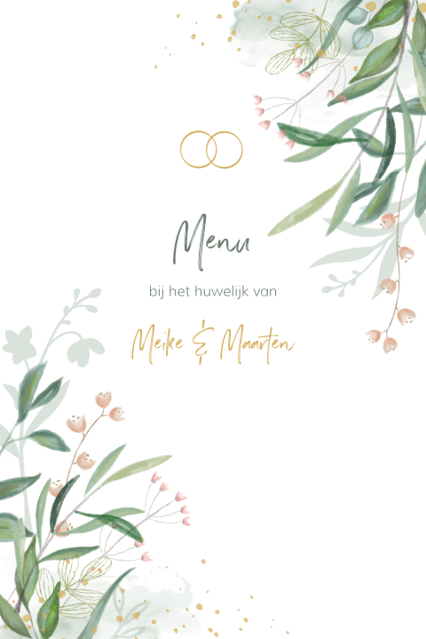 Stijlvolle botanische menukaart met bloemen illustraties