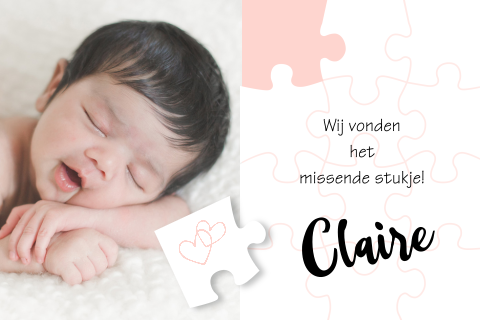 Mooi aankomstkaartje met puzzel, missend stukje
