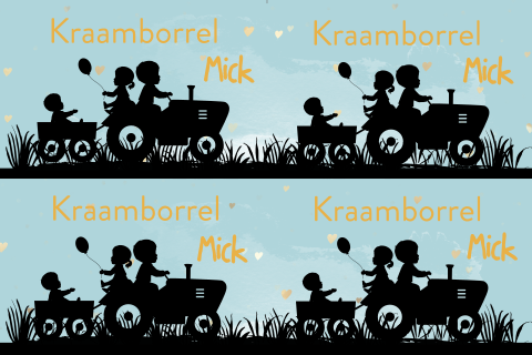 kraamborrel kaartje silhouet tractor diy