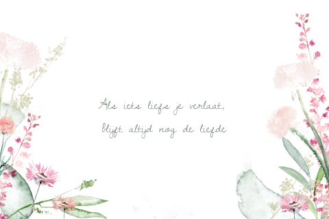 Condoleancekaart met veldbloemen en gedichtje