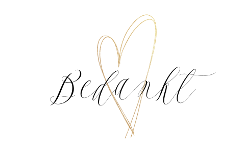 Stijlvolle bedankkaart met gouden hart