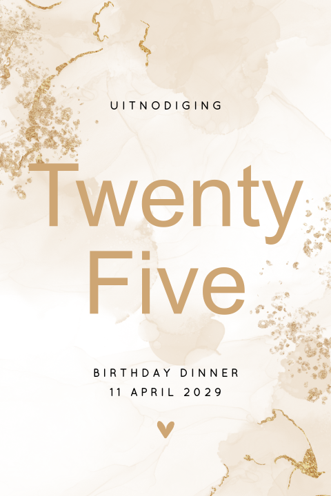 Uitnodiging verjaardag 25 jaar met omkleurbare watercolor