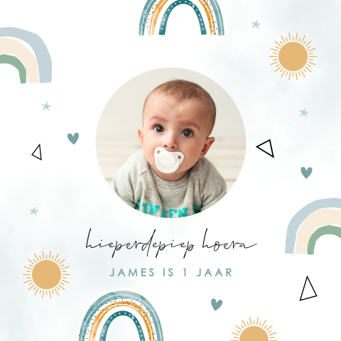 Felicitatiekaart eerste verjaardag van een jongen
