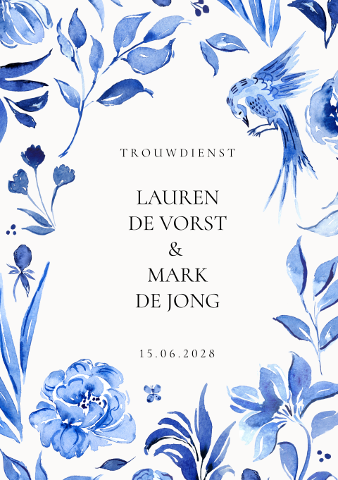Liturgie trouwdienst Delfts blauw
