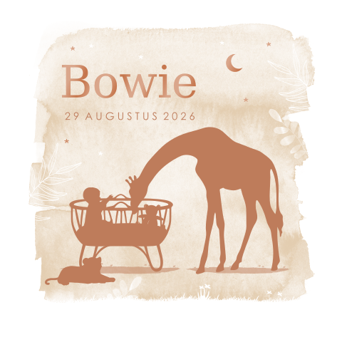 Geboortekaartje met wiegje en giraffe