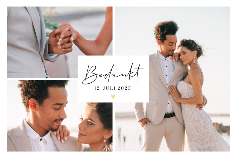 Goudfolie bedankkaart met drie foto's