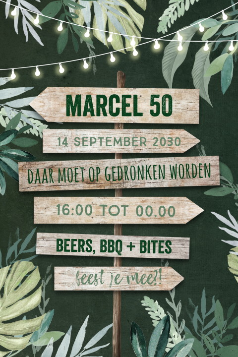 Uitnodiging verjaardag 50 jaar zomer tuinfeest bbq