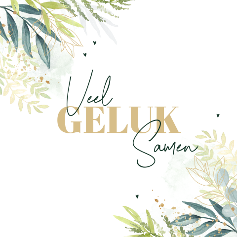 Hippe botanische trouwkaart met watercolour illustraties
