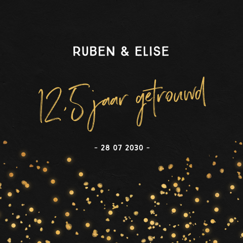 Stijlvolle uitnodiging met goud voor een 12,5 jarig jubileum