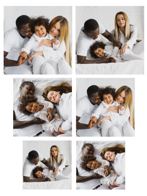 Zesluik van vierkante foto's in verschillende maten