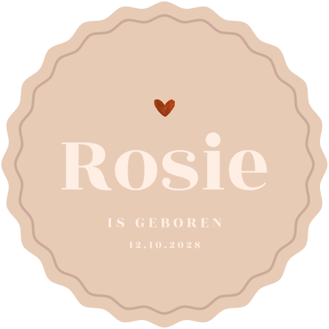 Raamsticker geboorte meisje in oudroze met kartelrand