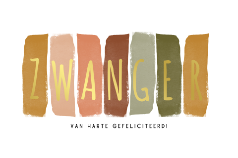 Felicitatiekaart zwangerschap met kleurvlakken en goudfolie