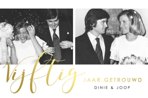 Jubileumkaart goudfolie 50 jaar getrouwd met foto