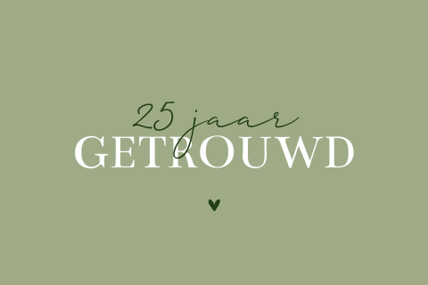 Eenvoudige groene uitnodiging 25-jarig huwelijksfeest met hartje
